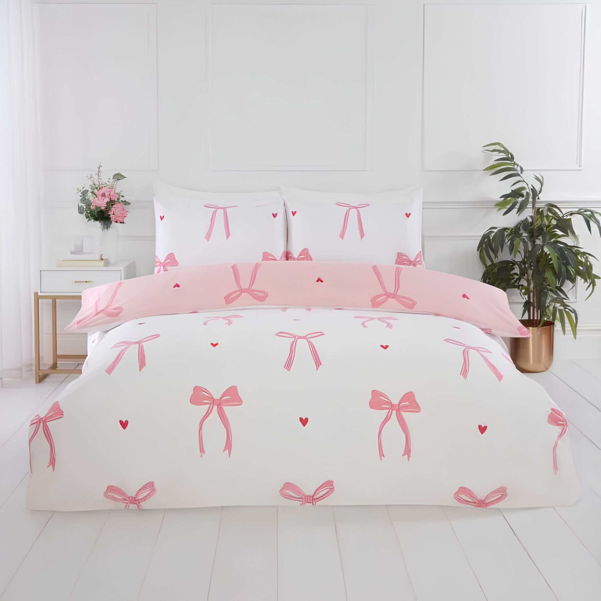 Bows Pink  Bedding Set