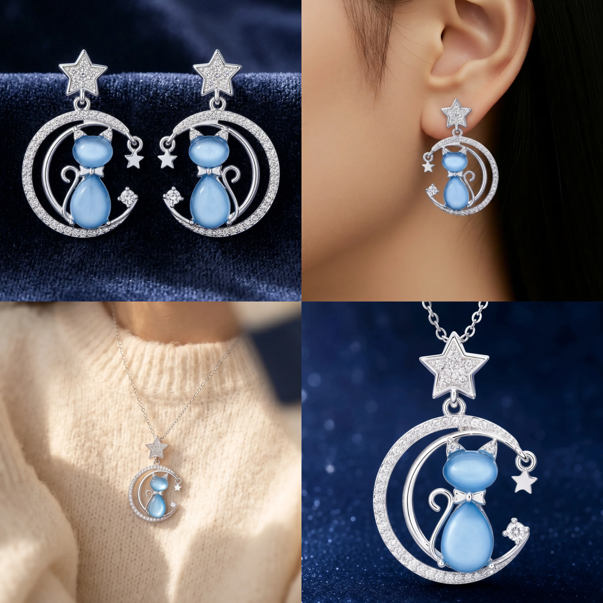 Furry Companions Cat on Moon Jewellery