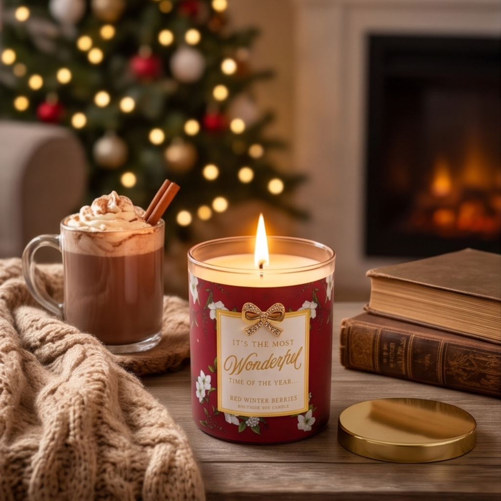 Personalised Christmas Madelaine Candle Red