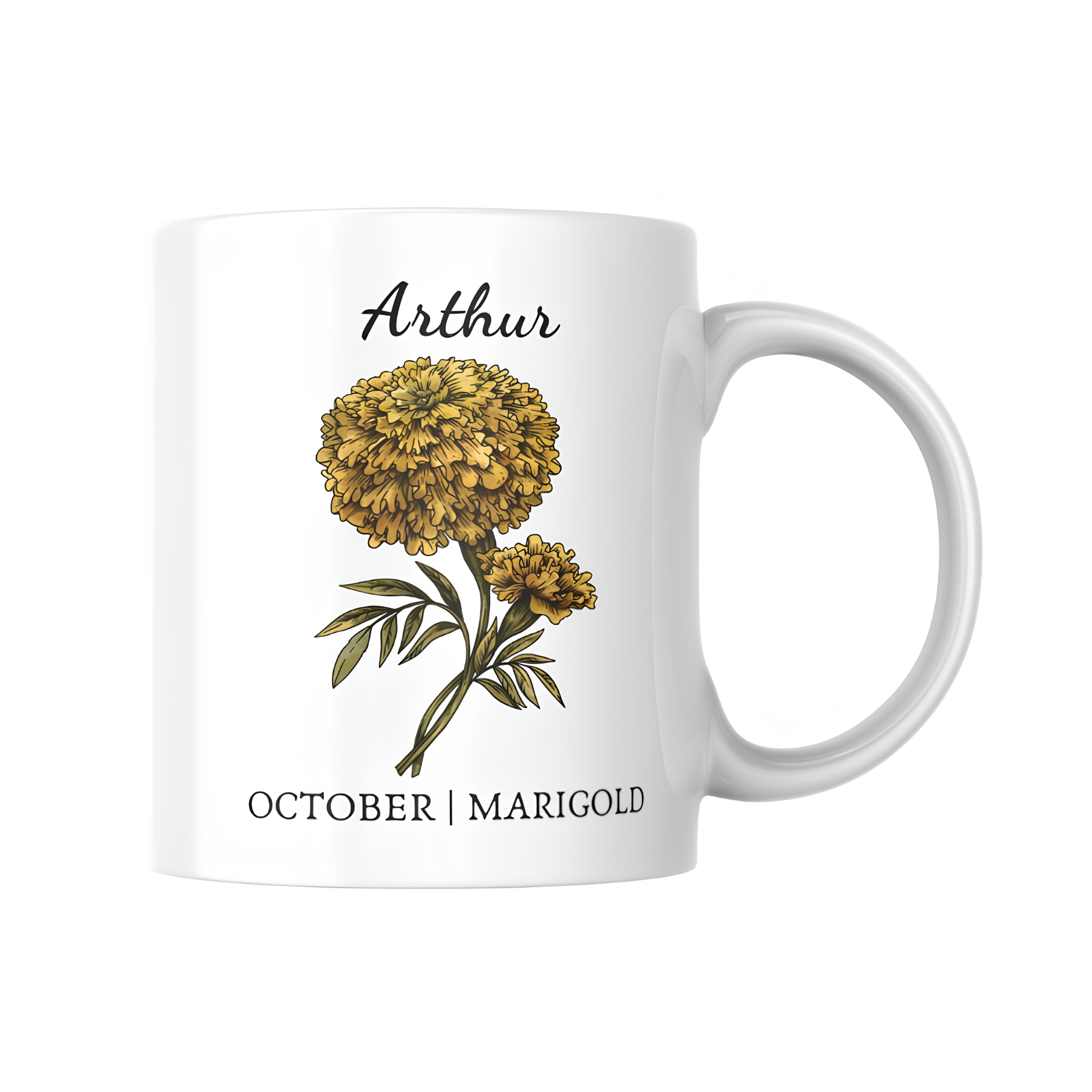 Printed Birth Month Flower Mug