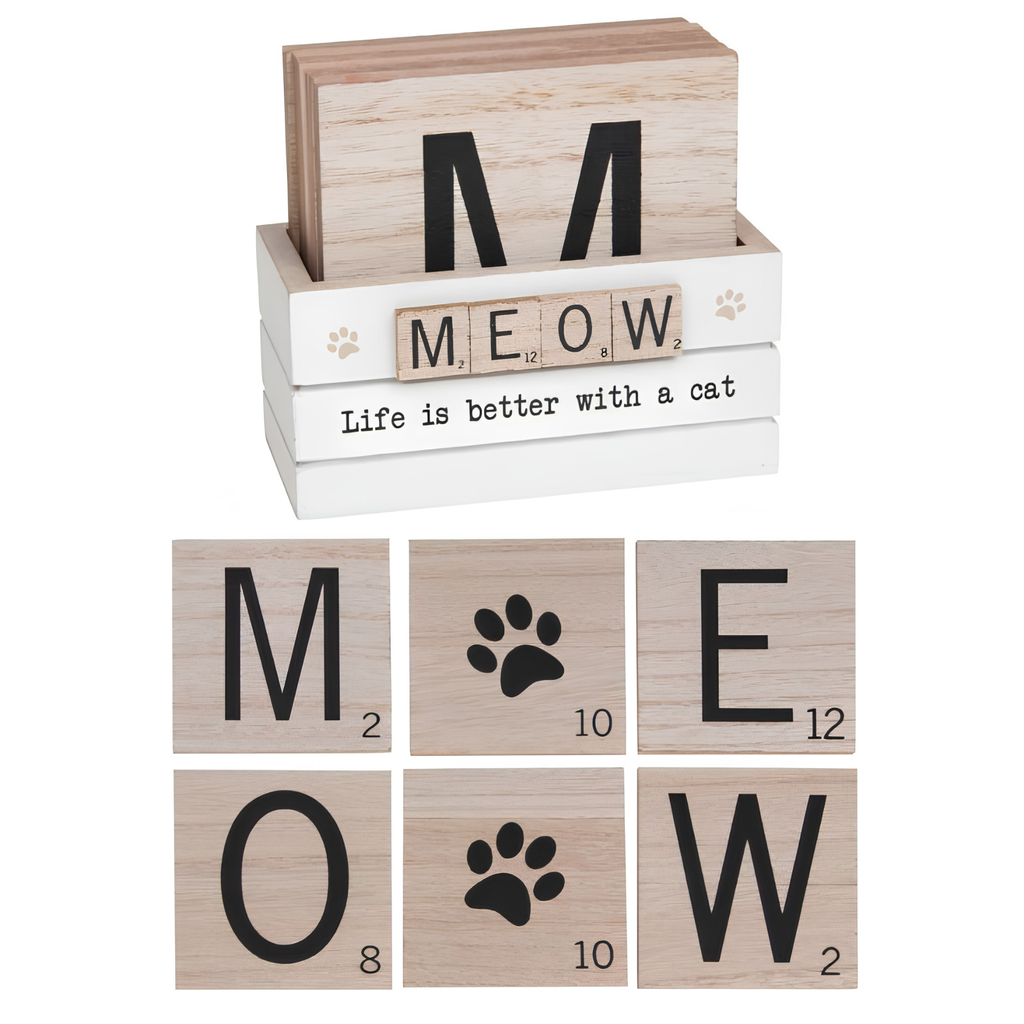 Scrabble Coaster Set - Cat or Dog