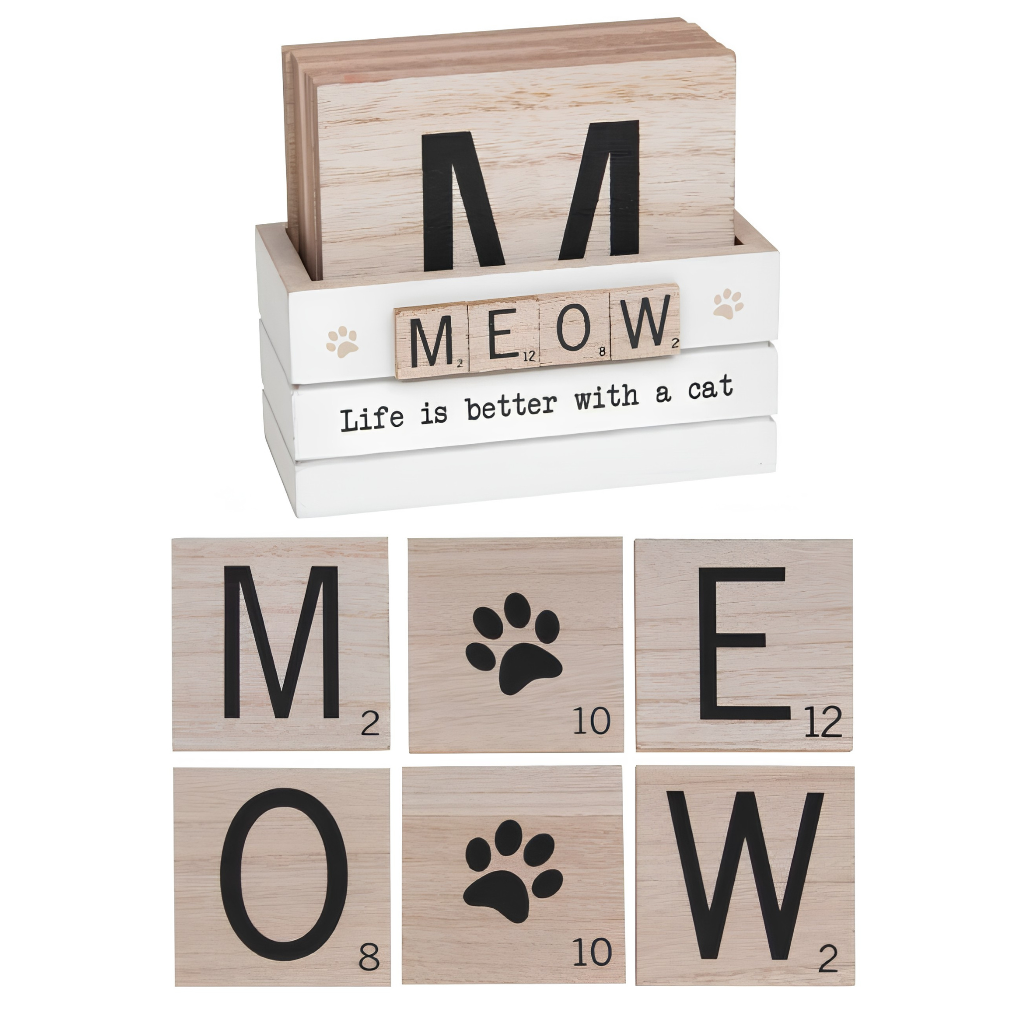 Scrabble Coaster Set - Cat or Dog