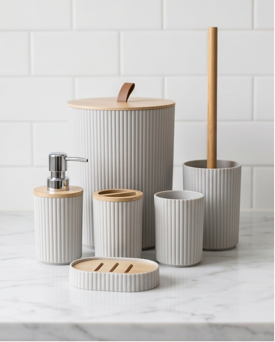 6pc Bathroom Set - Stone
