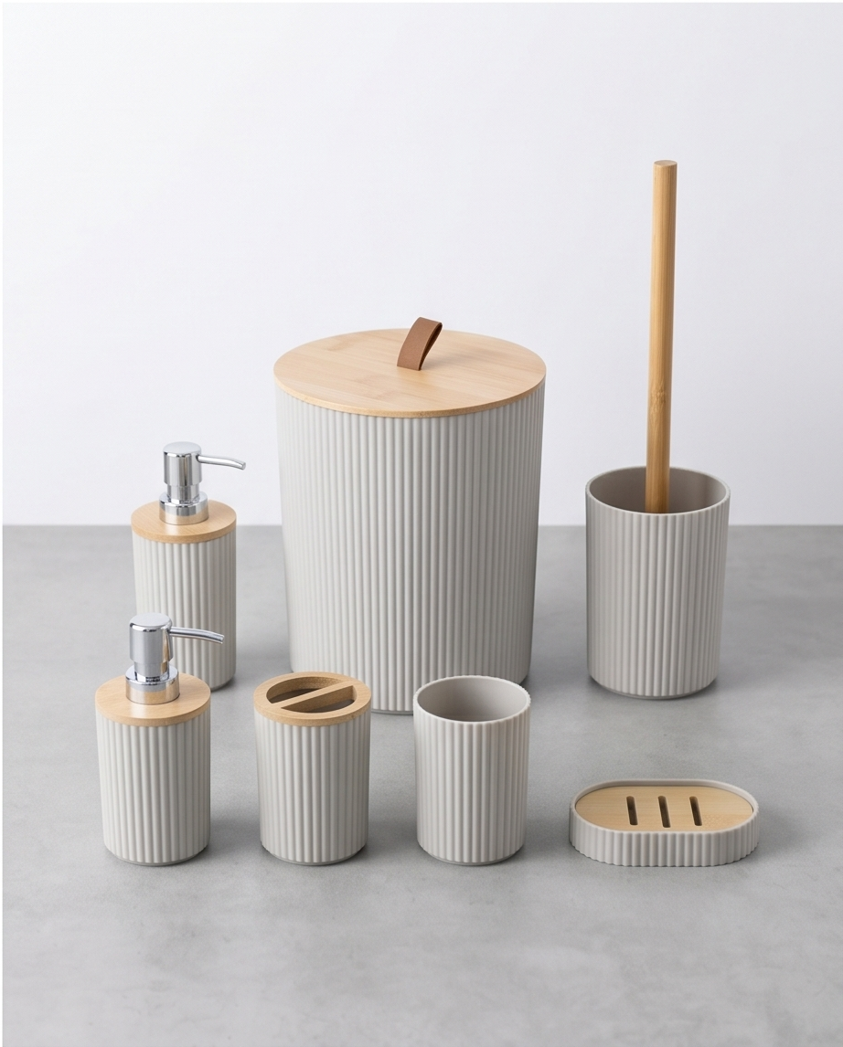 6pc Bathroom Set - Stone