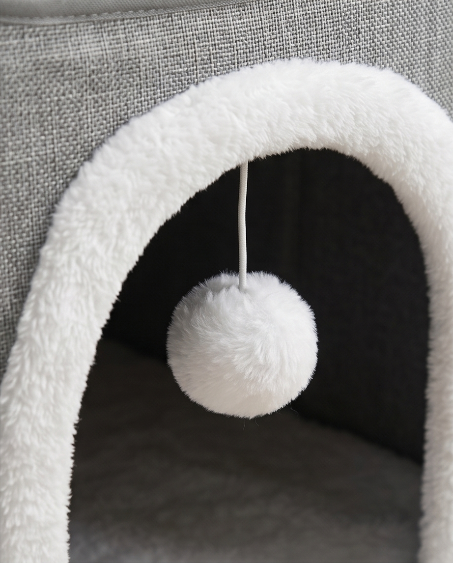 Foldable Cat House with Scratching Board