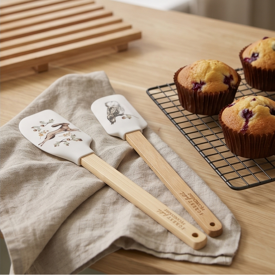 Set of 2 Spatulas - Forest Fable ( Owl, Rabbit)
