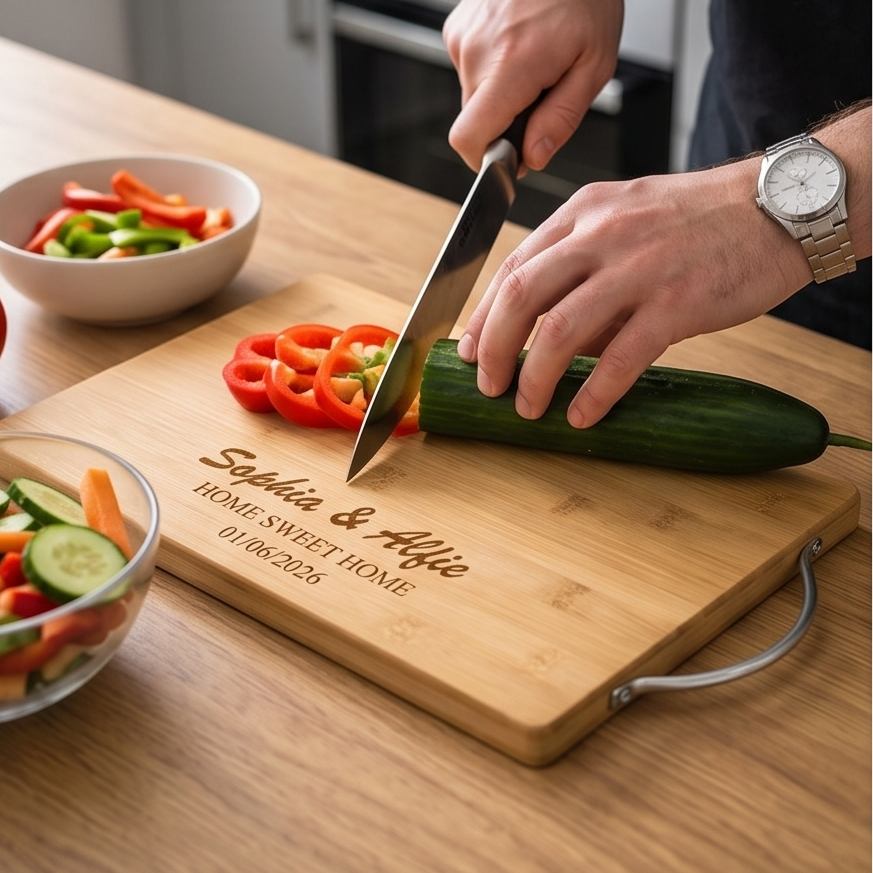 Personalised Bamboo Chopping Board with Handle