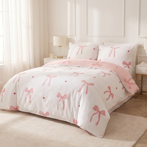 Bows Pink  Bedding Set