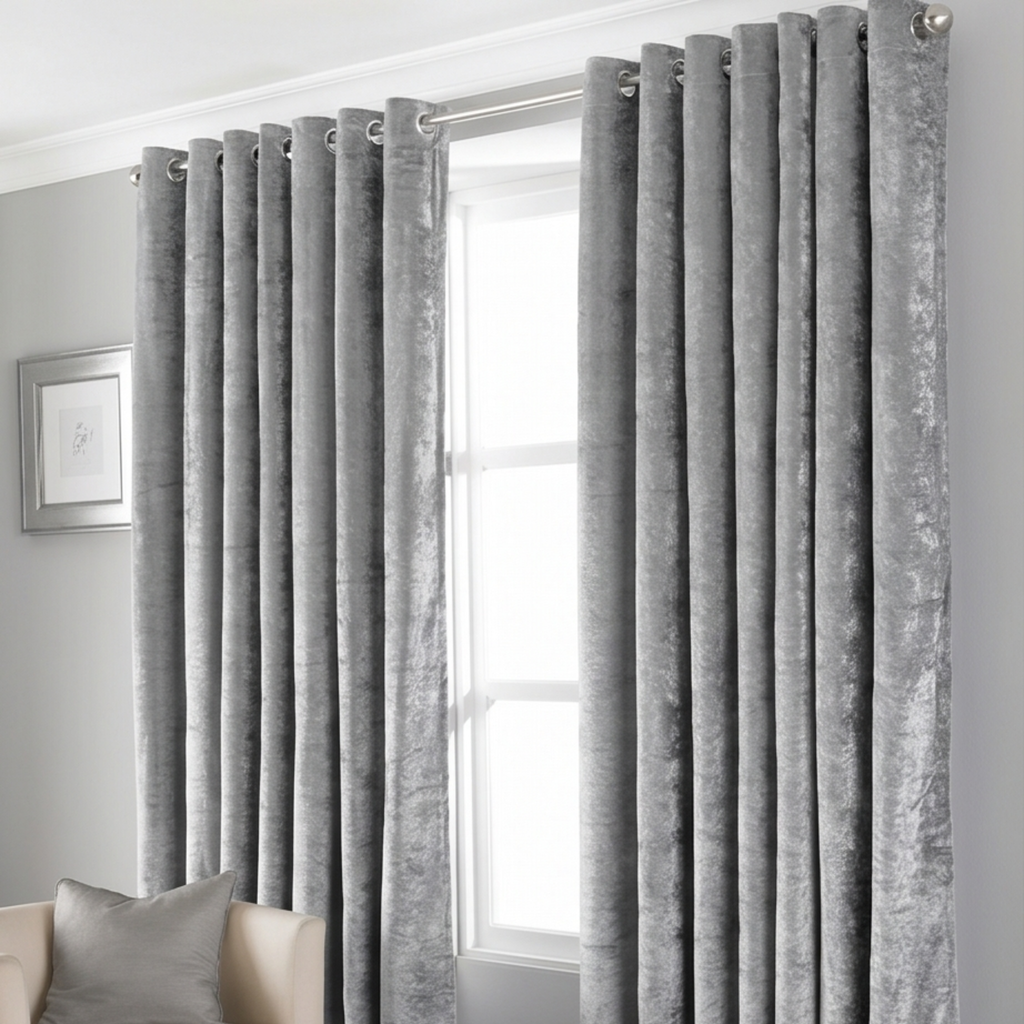 Blackout Crushed Velvet Eyelet Curtains L72” x W66"