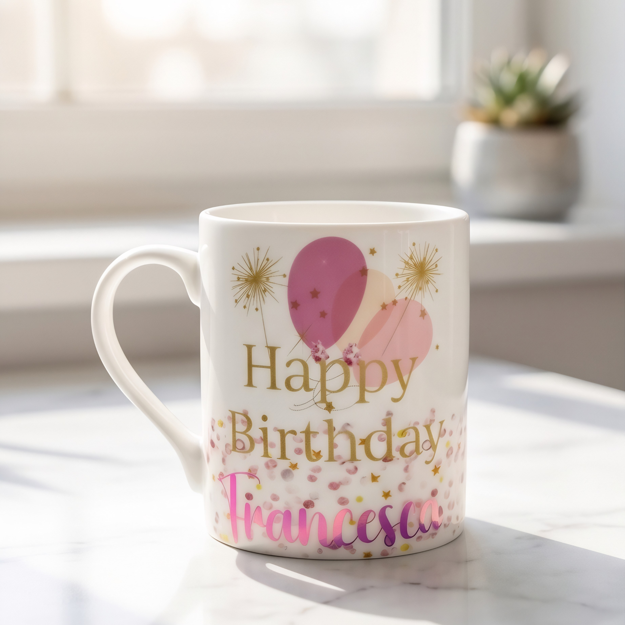 Personalised Blossom Happy Birthday Mug
