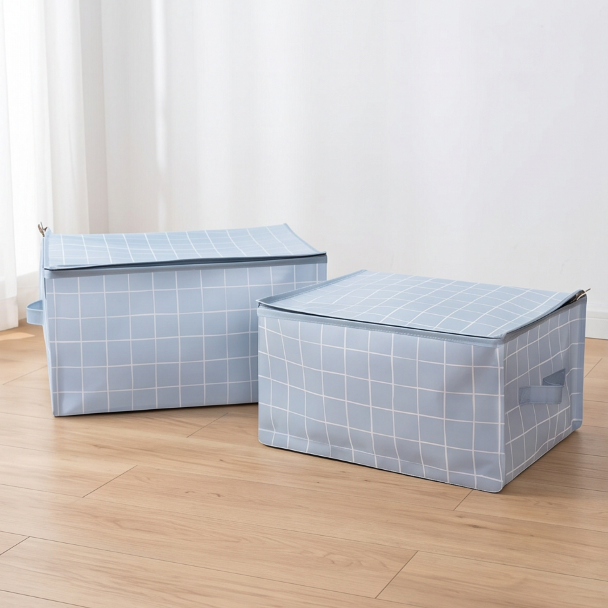 Blue Check Storage Cubes 2pk