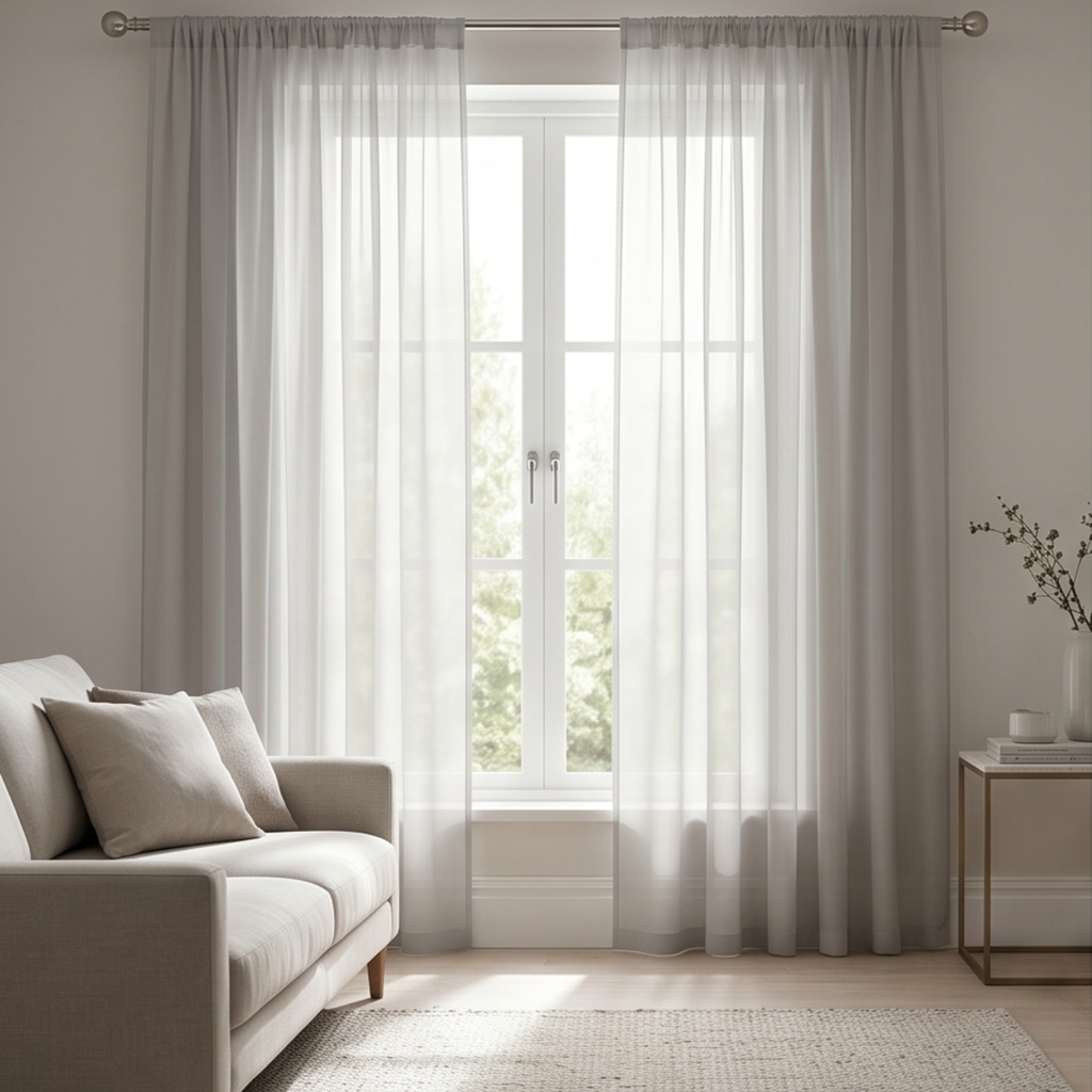 Top Voile Curtain Panels Pk2-  H90” x W59”