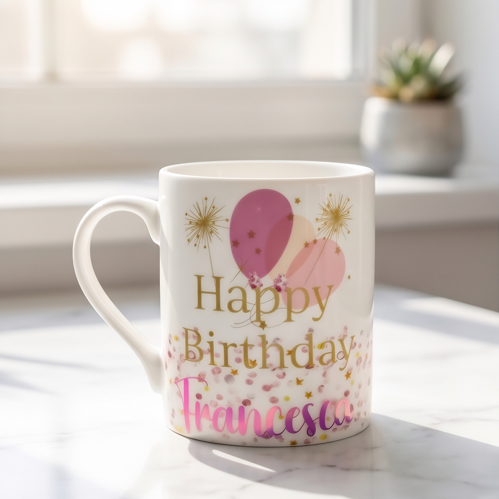 Personalised Blossom Happy Birthday Mug
