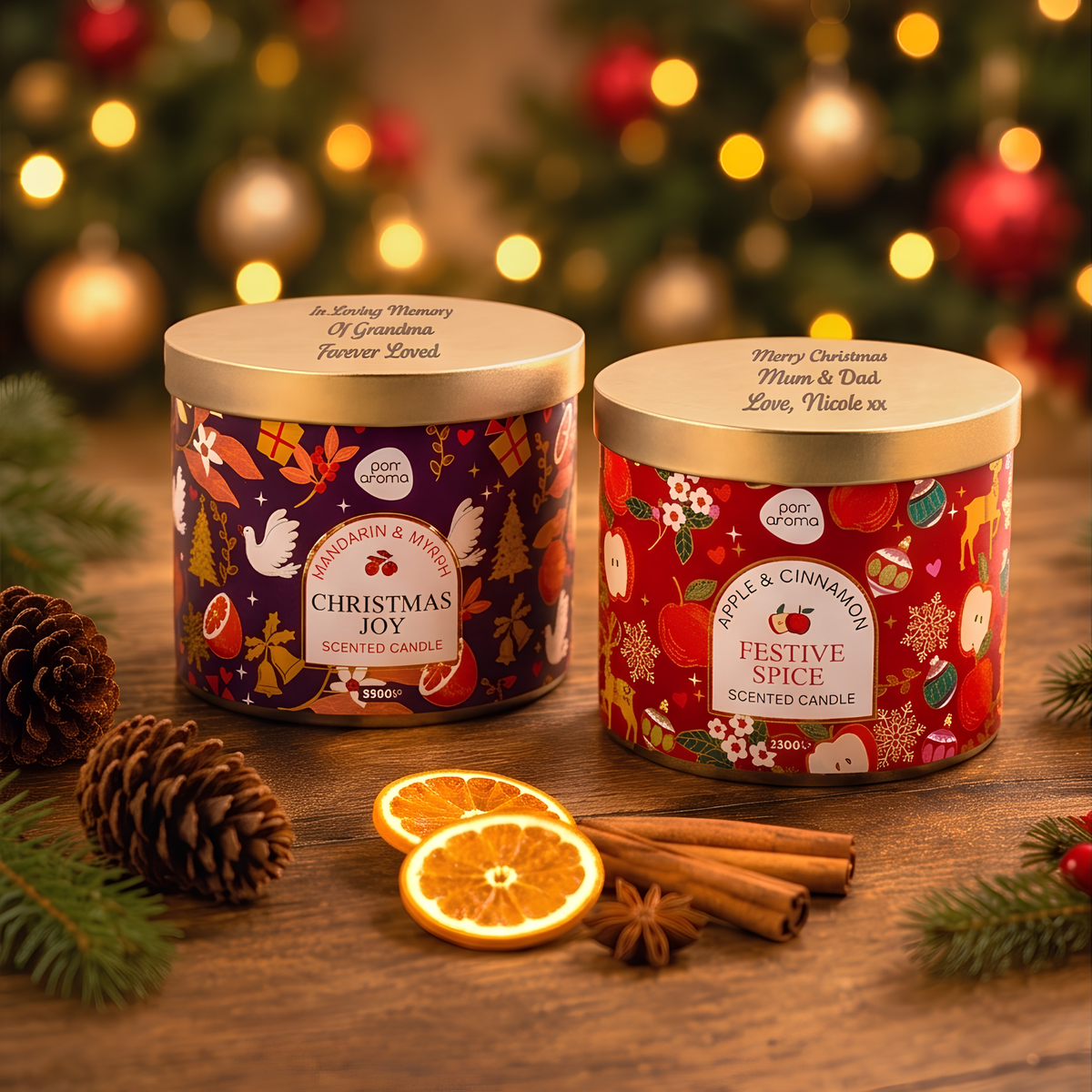 Personalised Christmas Glass Candle