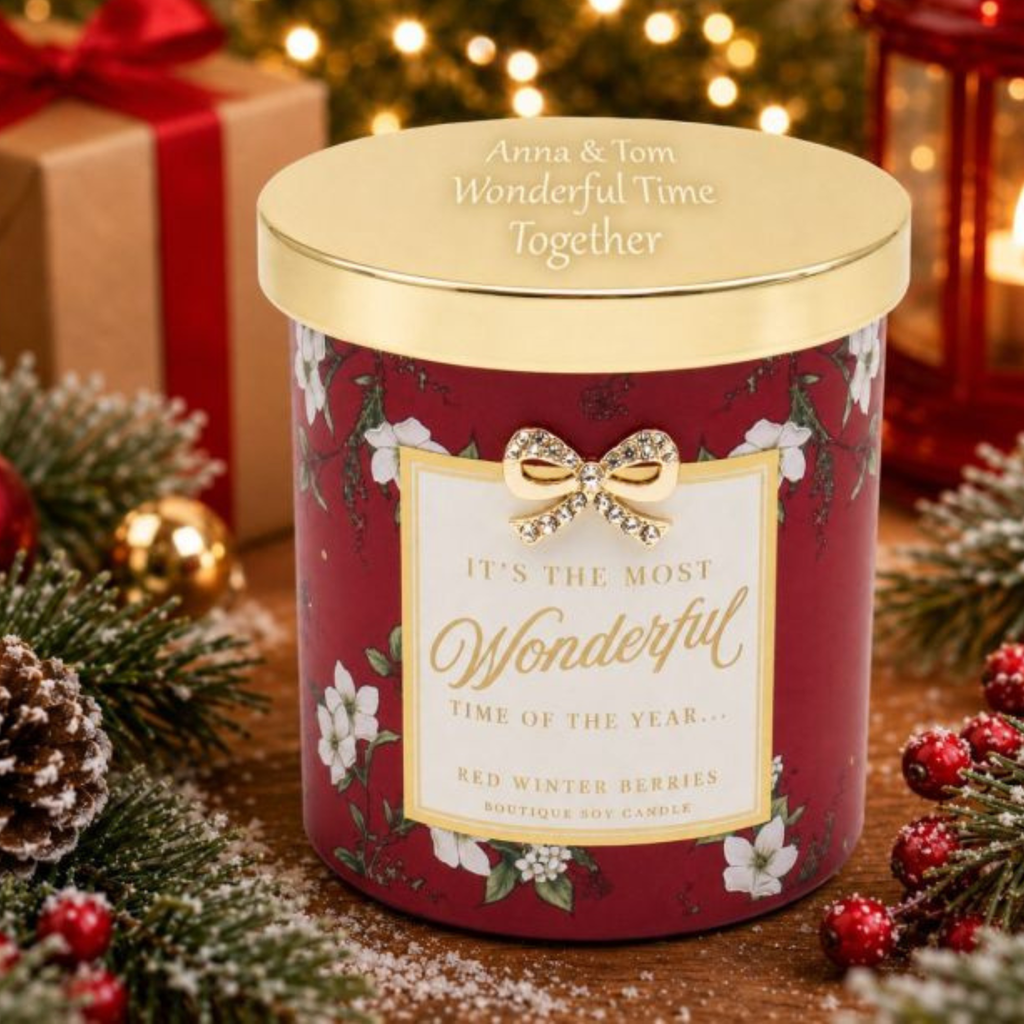 Personalised Christmas Madelaine Candle Red