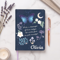 Personalised Midnight Moth Journal Amethyst Pen