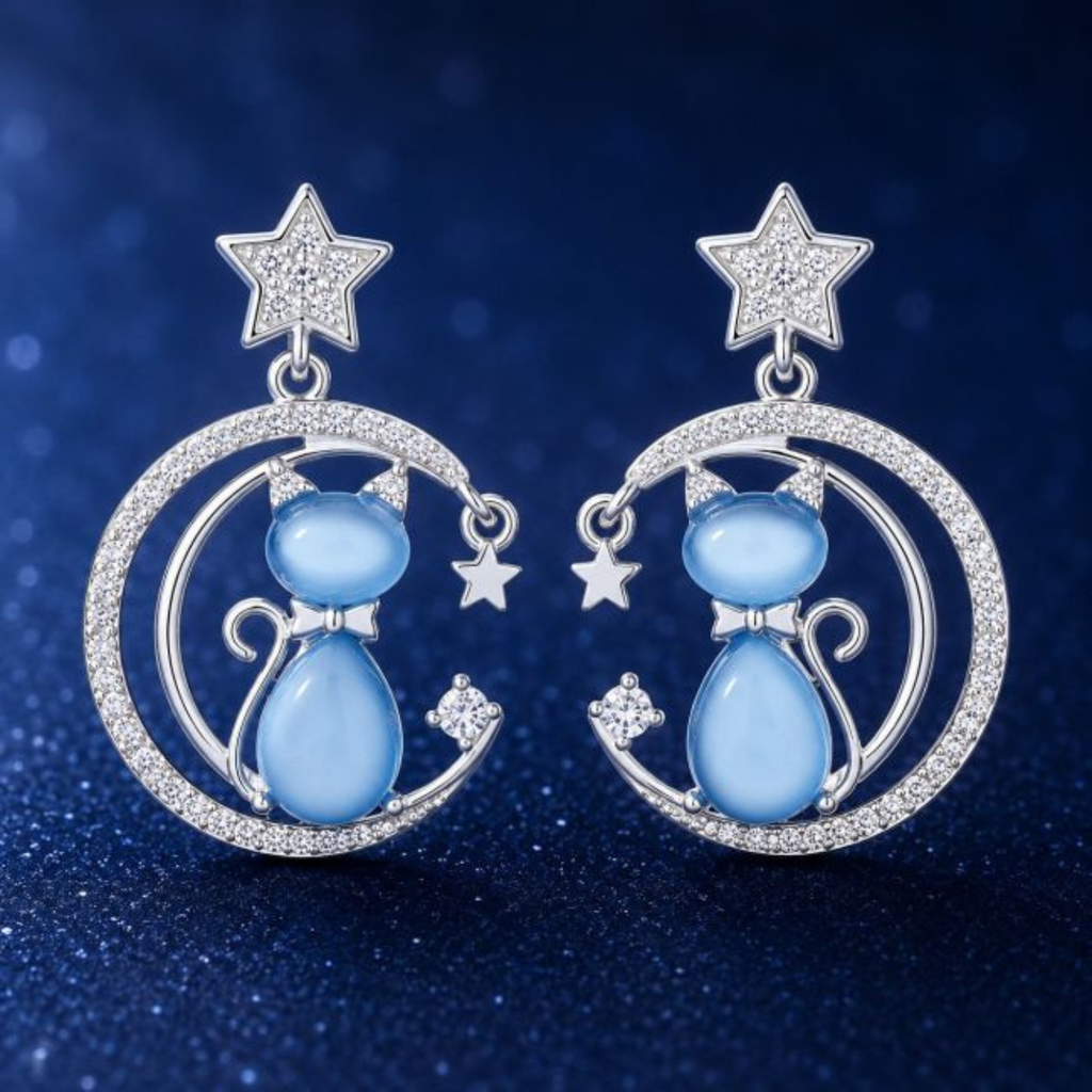 Furry Companions Cat on Moon Jewellery