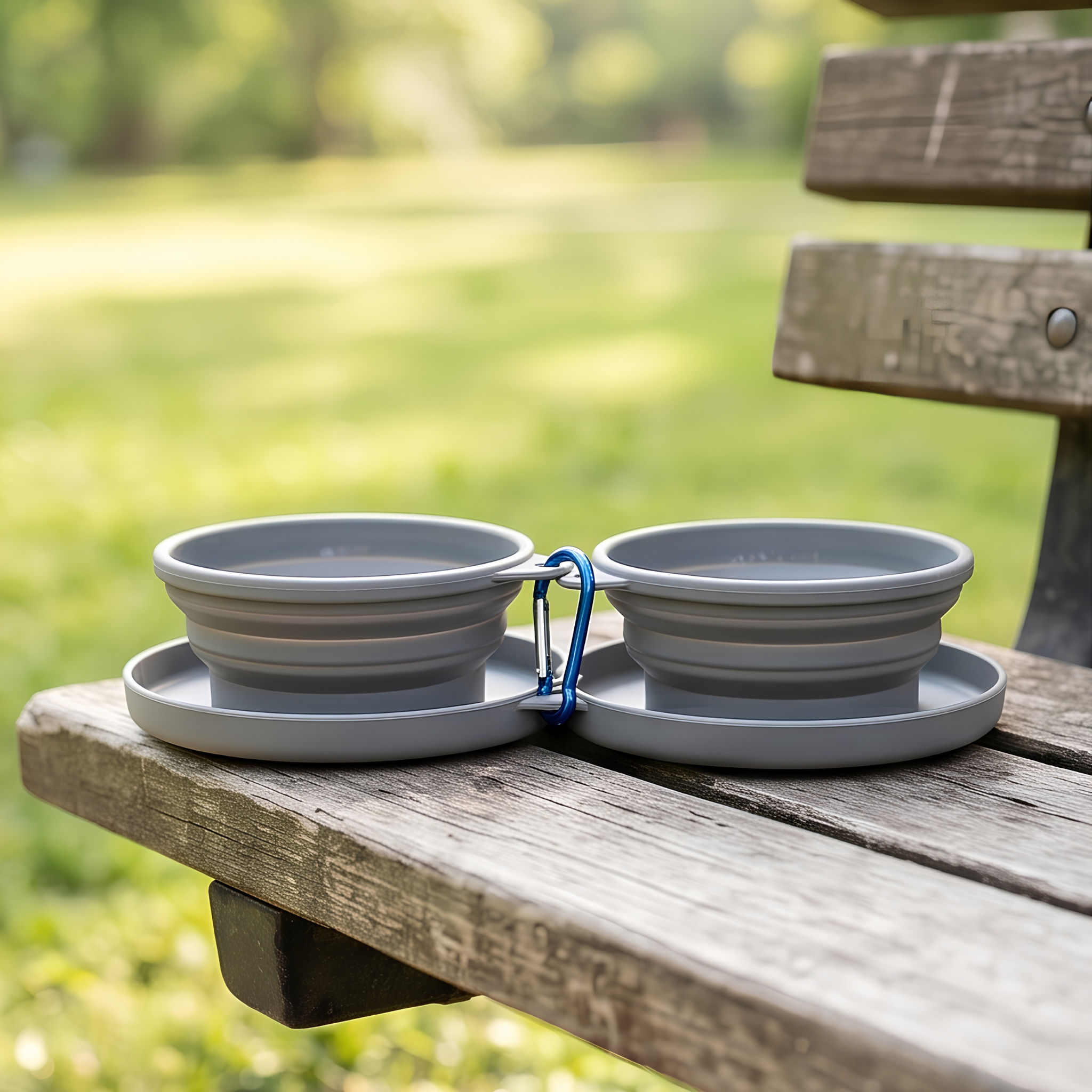 Double Collapsible Pet Bowl with Clip