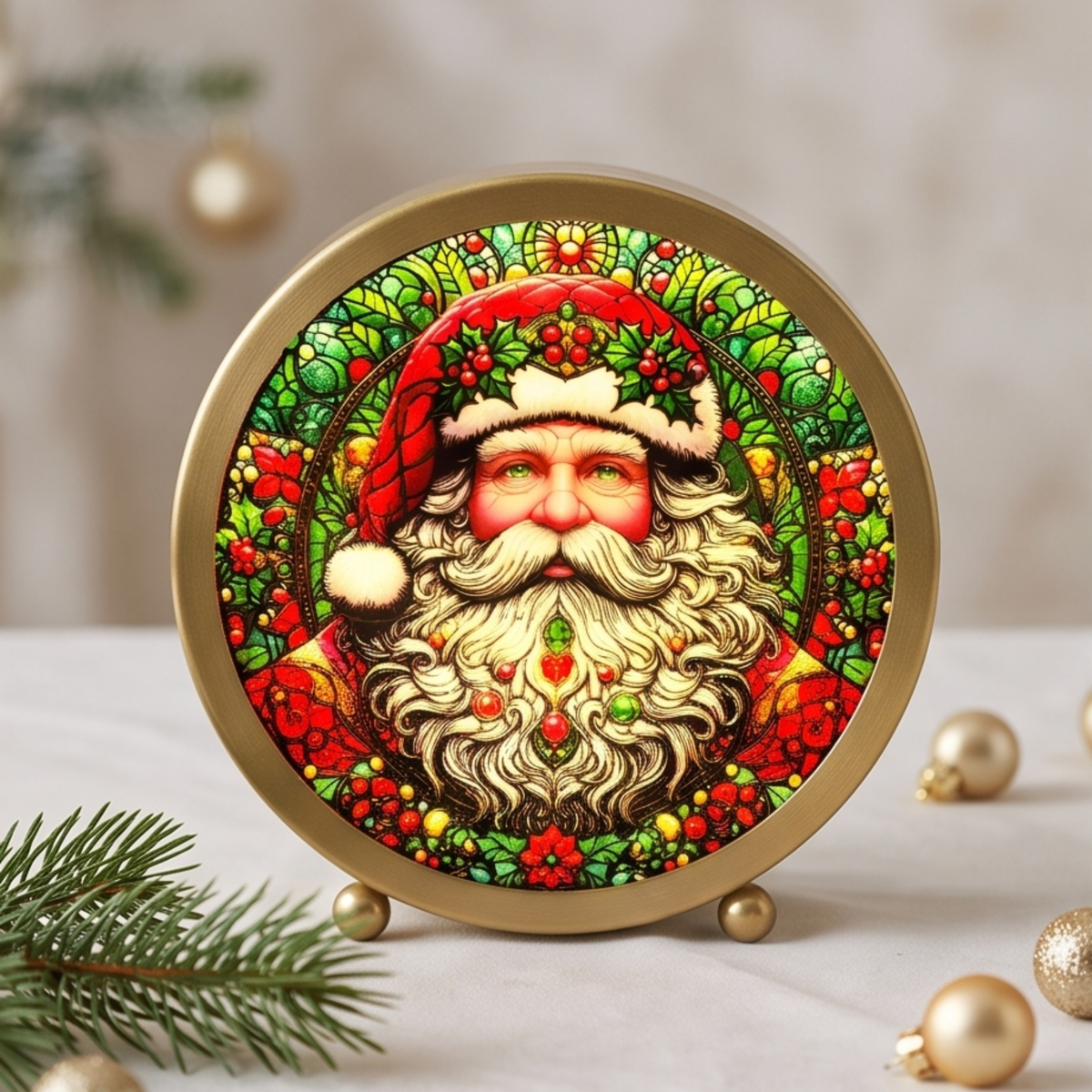 Stained Glass Santa