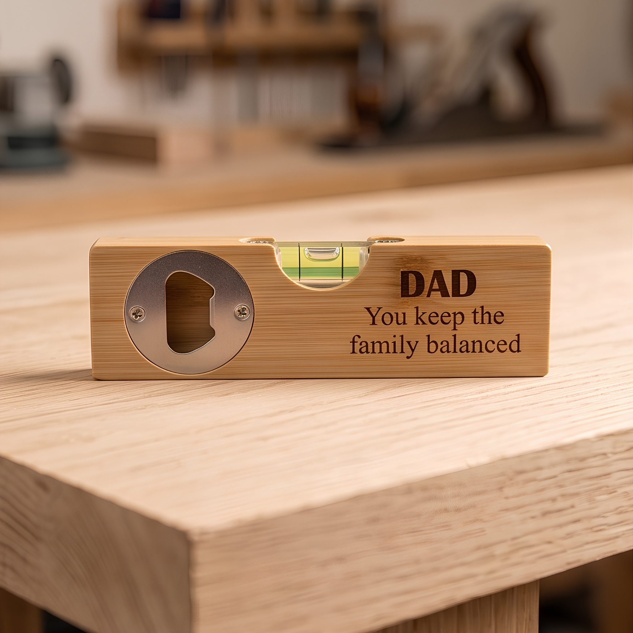 Personalised Bamboo Spirit Level & Bottle Opener
