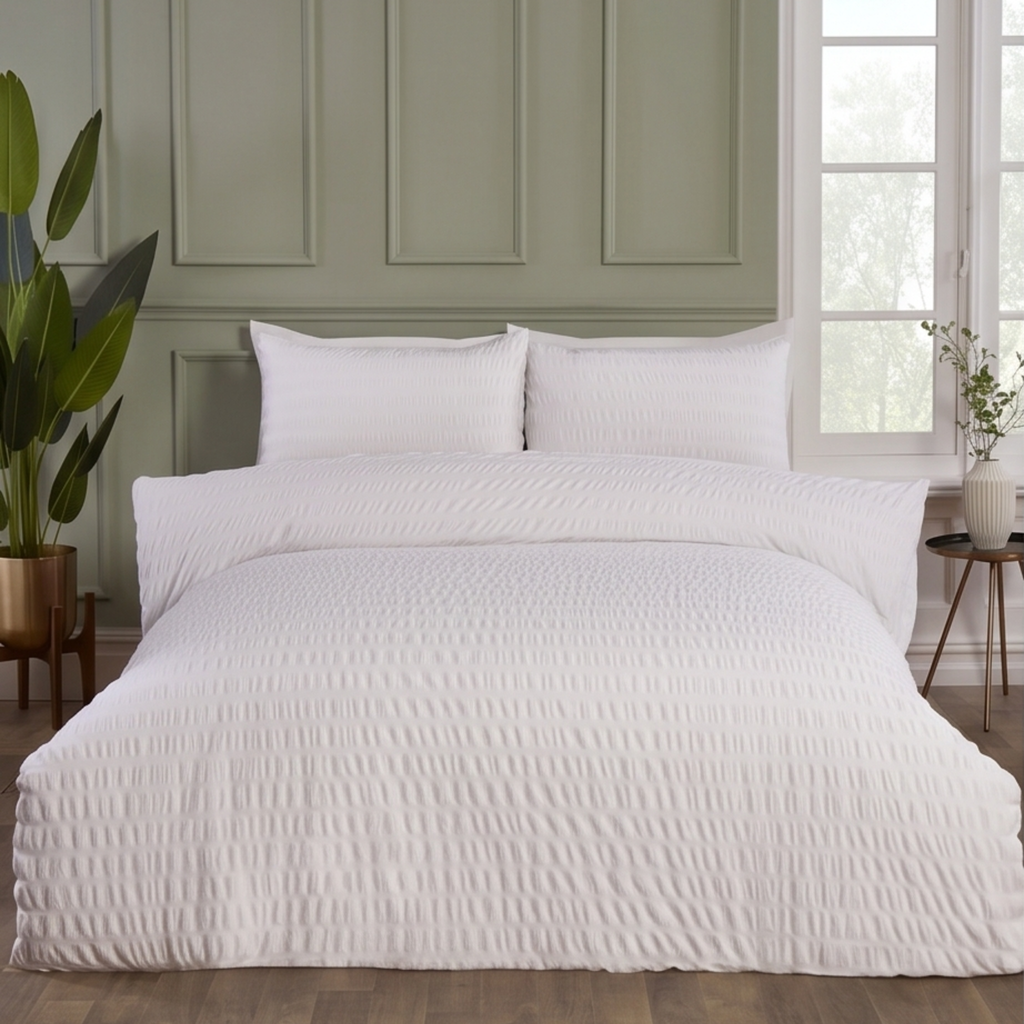 Seersucker Green Bedding Set