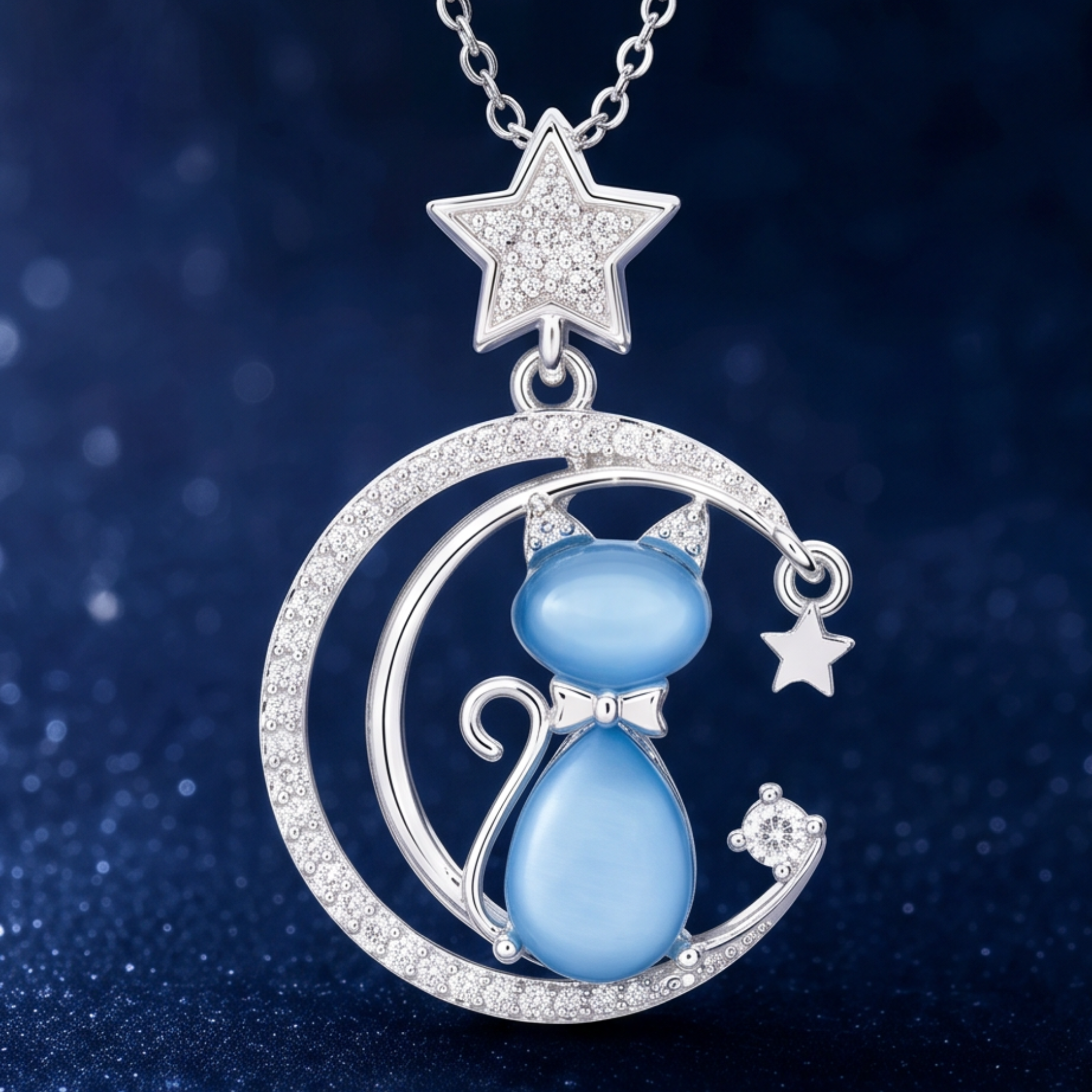 Furry Companions Cat on Moon Jewellery