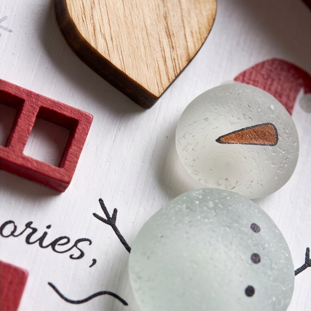 Pebble Glass Christmas House Plaque