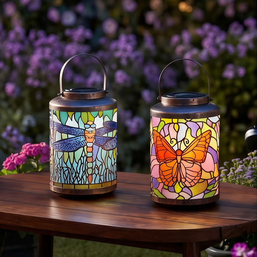 Solar Tiffany Lanterns and Stakes