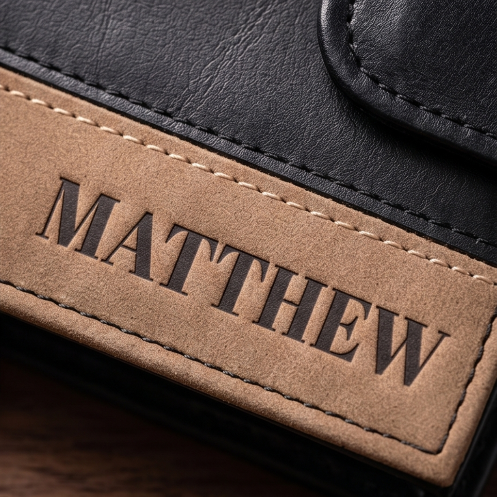 Personalised Mens Wallet Black Tan or Grey