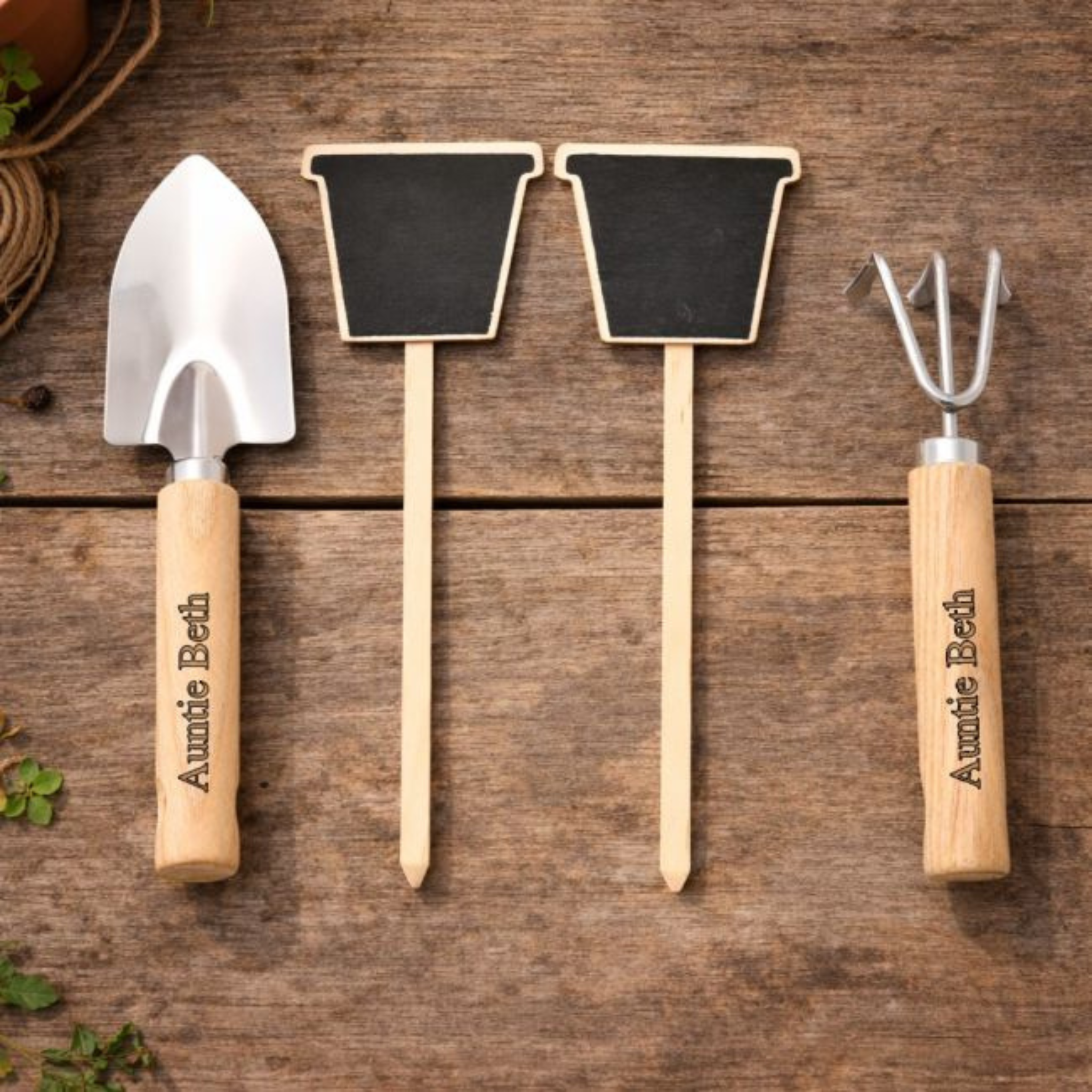 Personalised Mini Tote Bag with Garden Tool Set