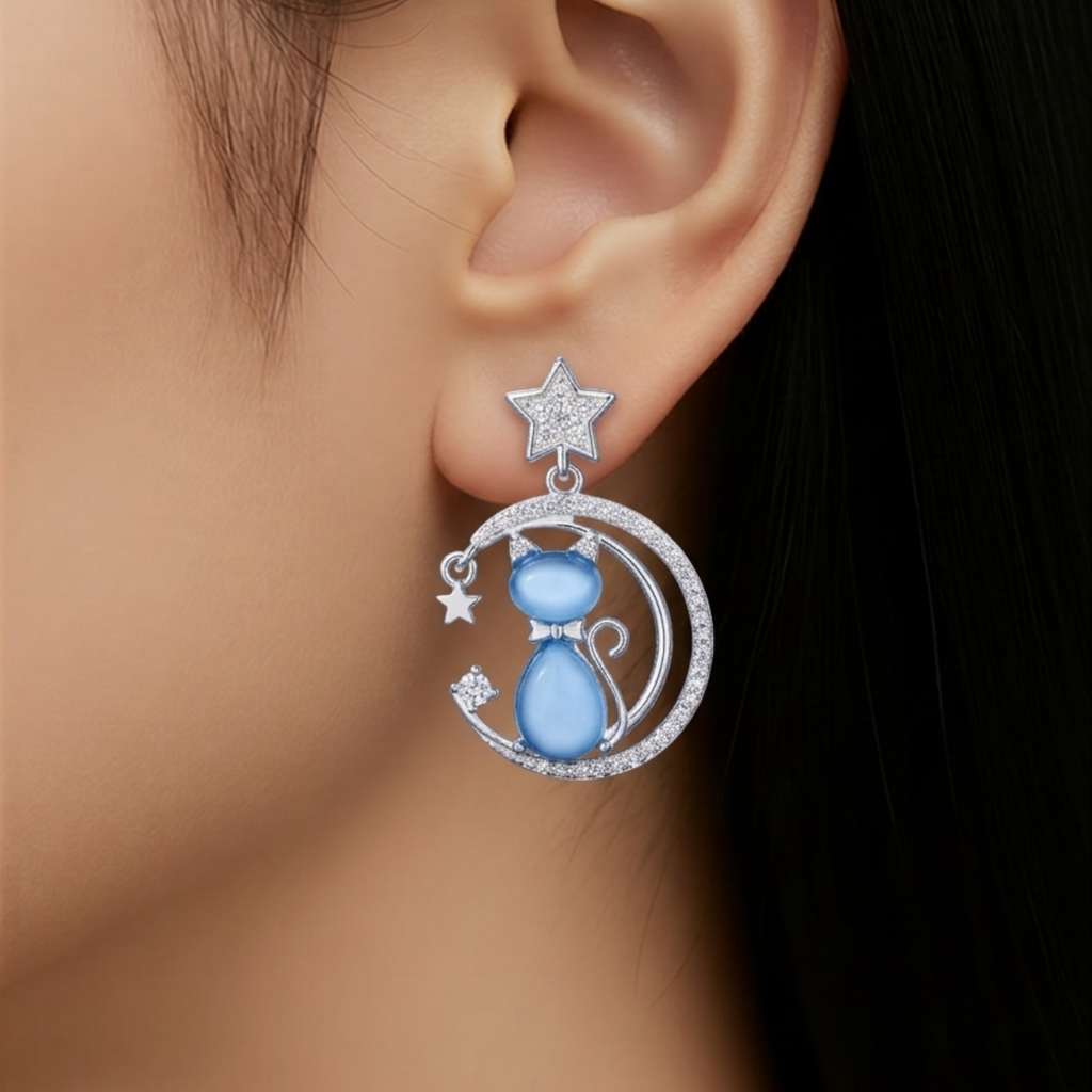 Furry Companions Cat on Moon Jewellery