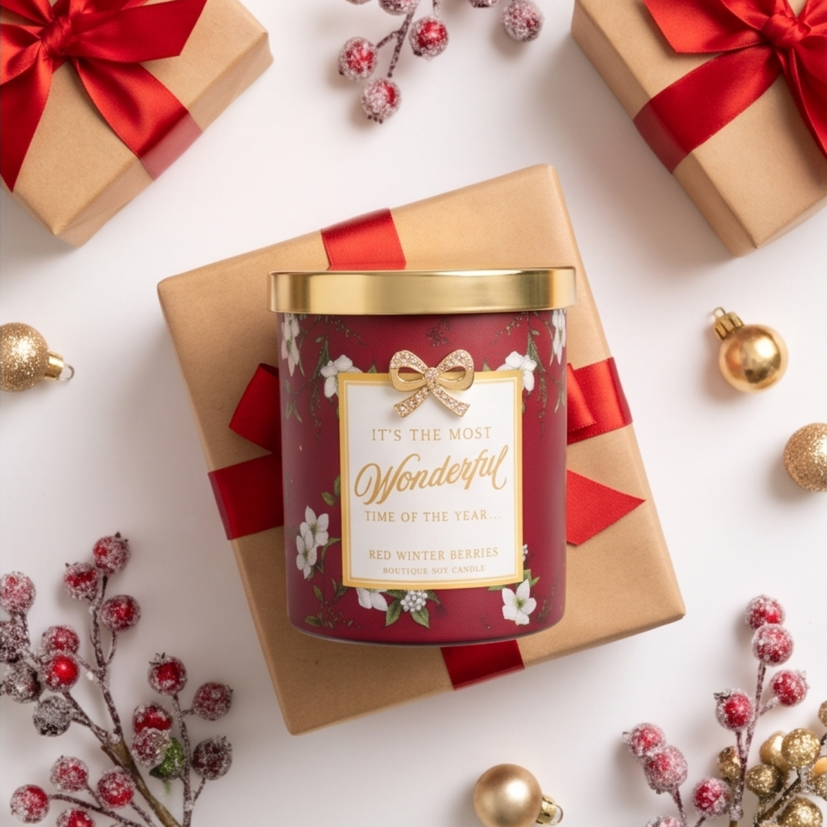 Personalised Christmas Madelaine Candle Red