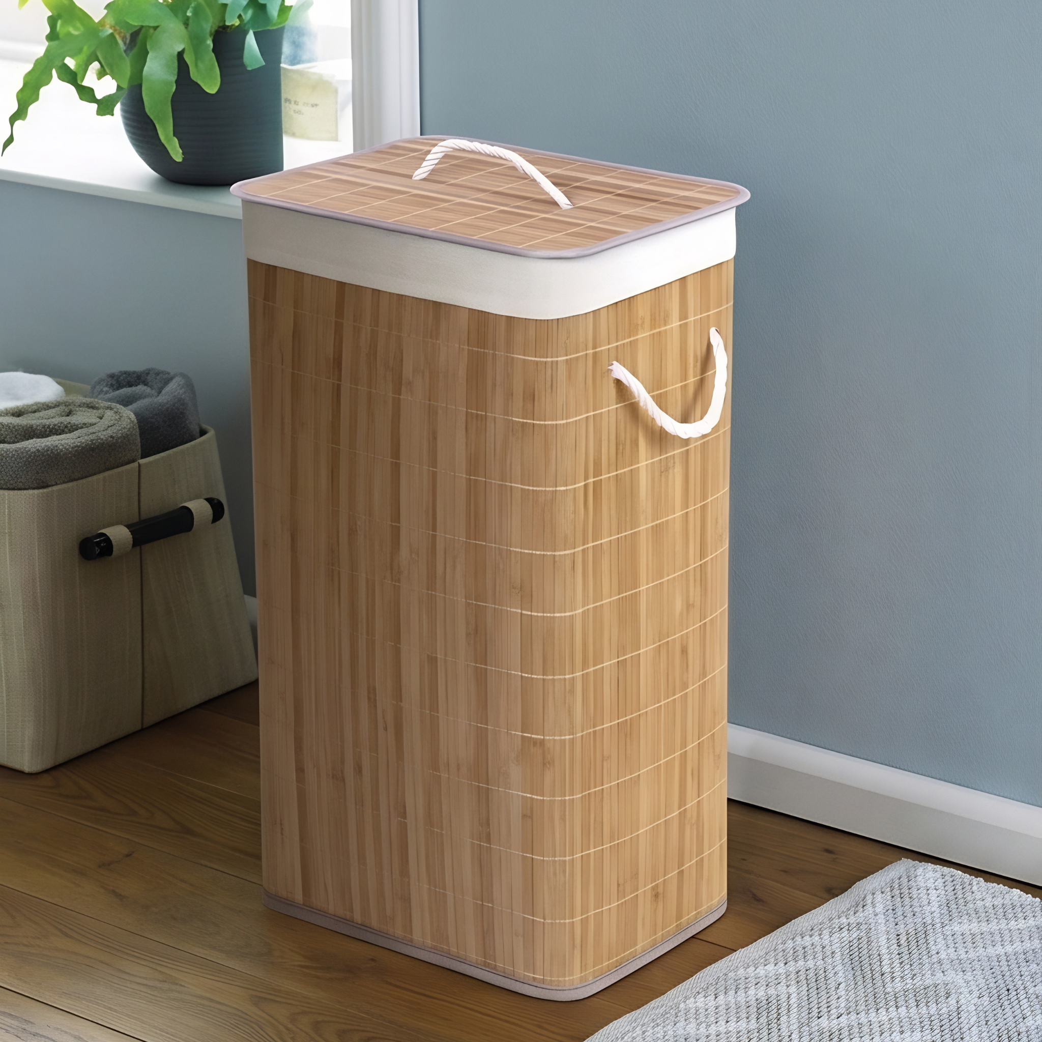 Bamboo Square Laundry Basket - Natural