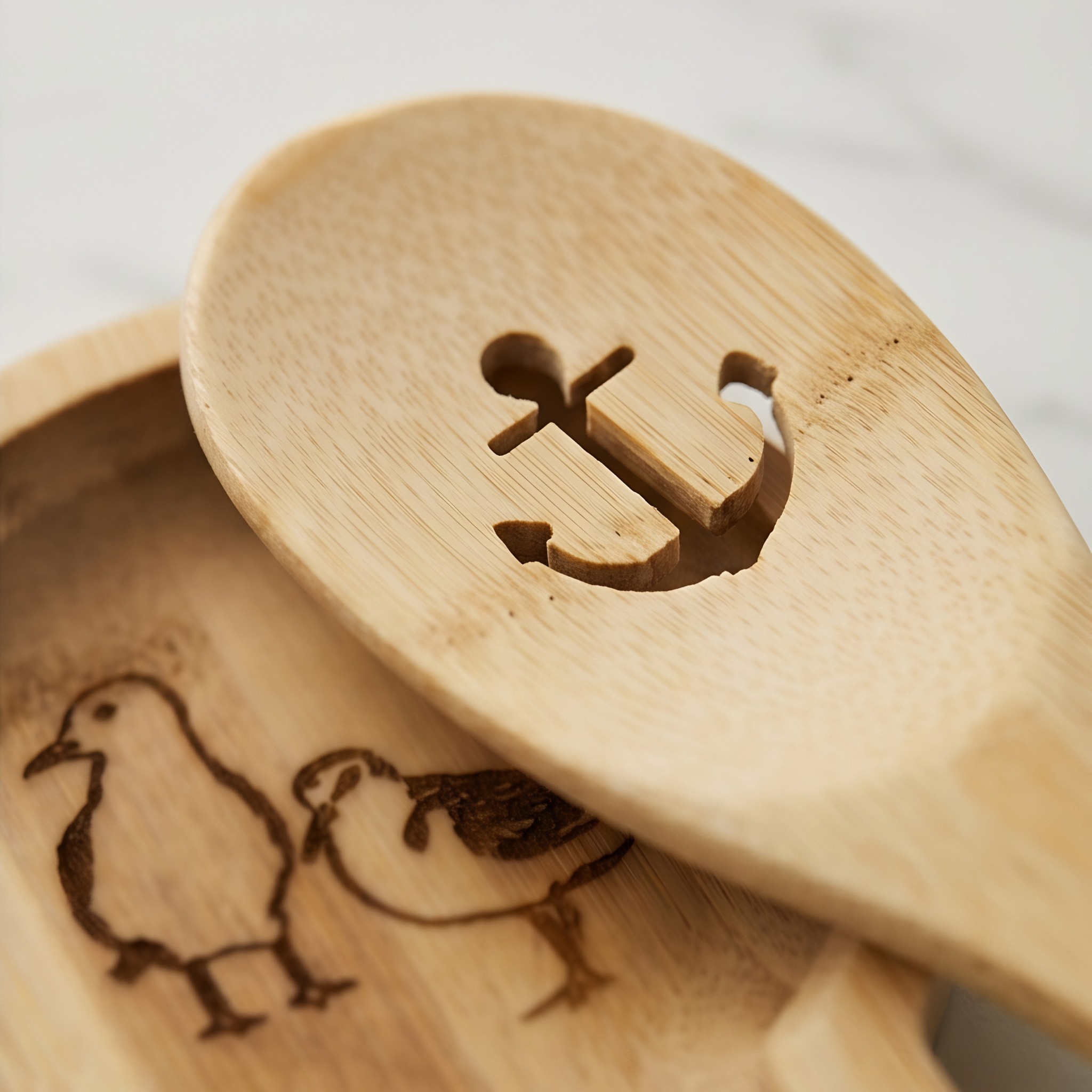 Bamboo Spoon Rest - Coastal Birds