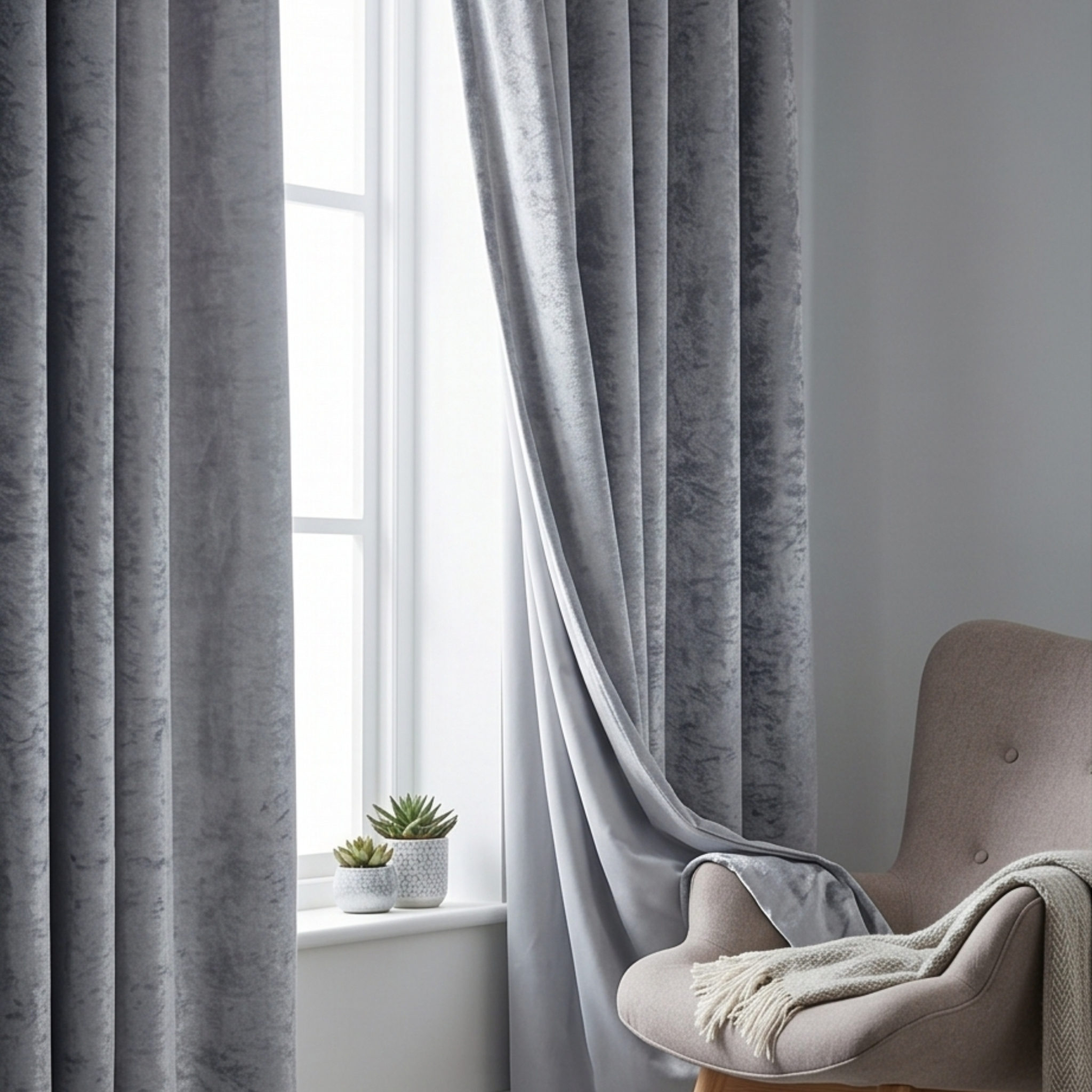Blackout Crushed Velvet Eyelet Curtains L72” x W66"