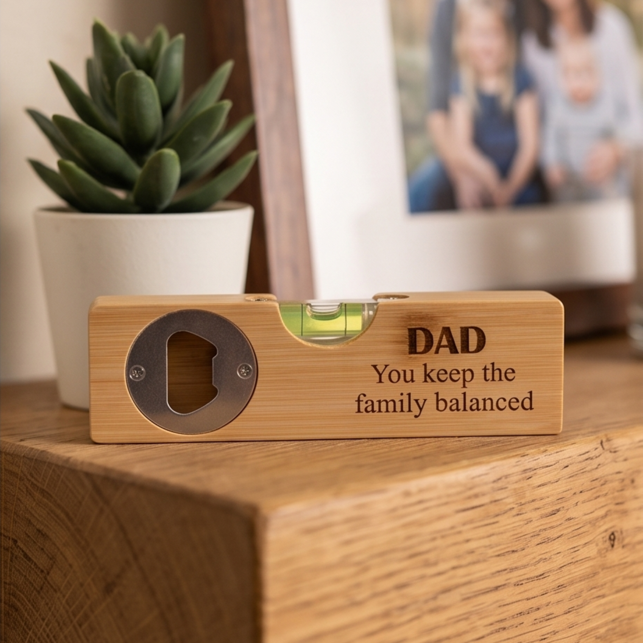 Personalised Bamboo Spirit Level & Bottle Opener