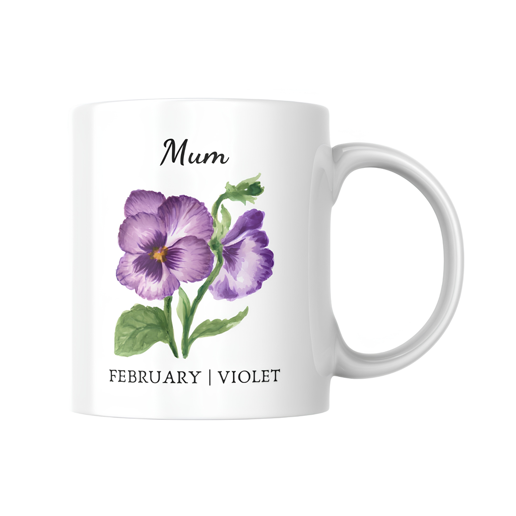 Printed Birth Month Flower Mug