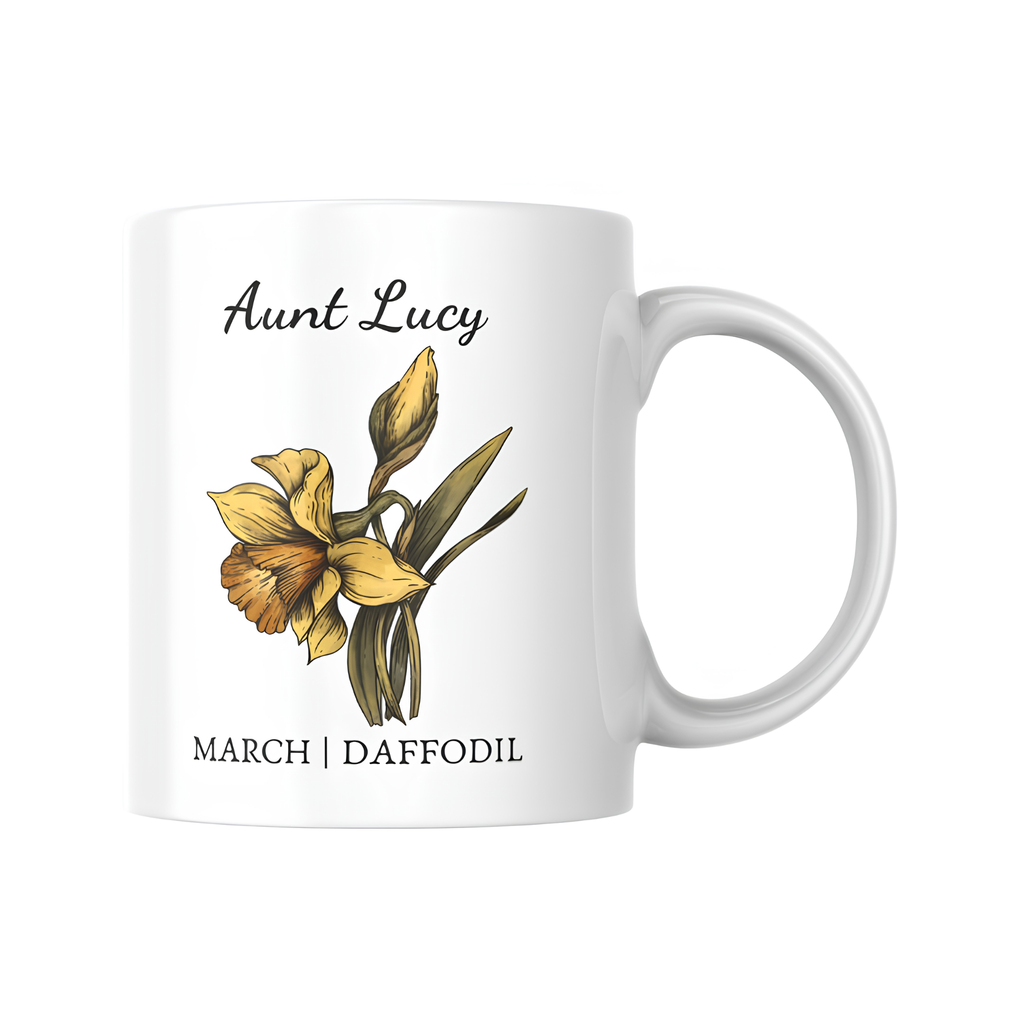 Printed Birth Month Flower Mug