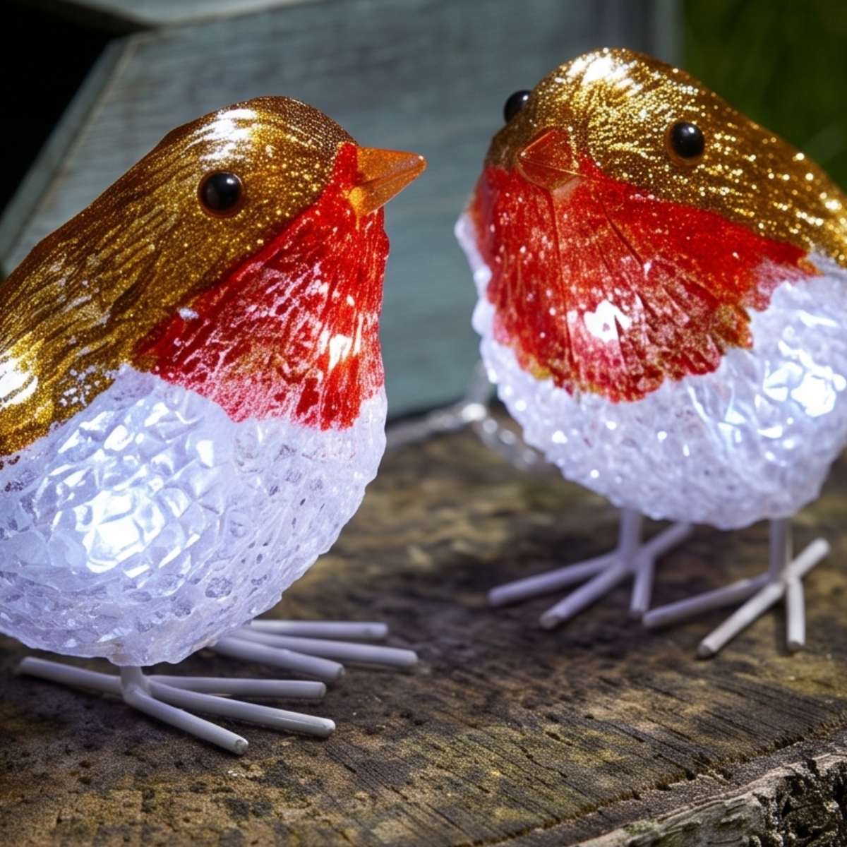 Inlit Ice Ornaments - Robins