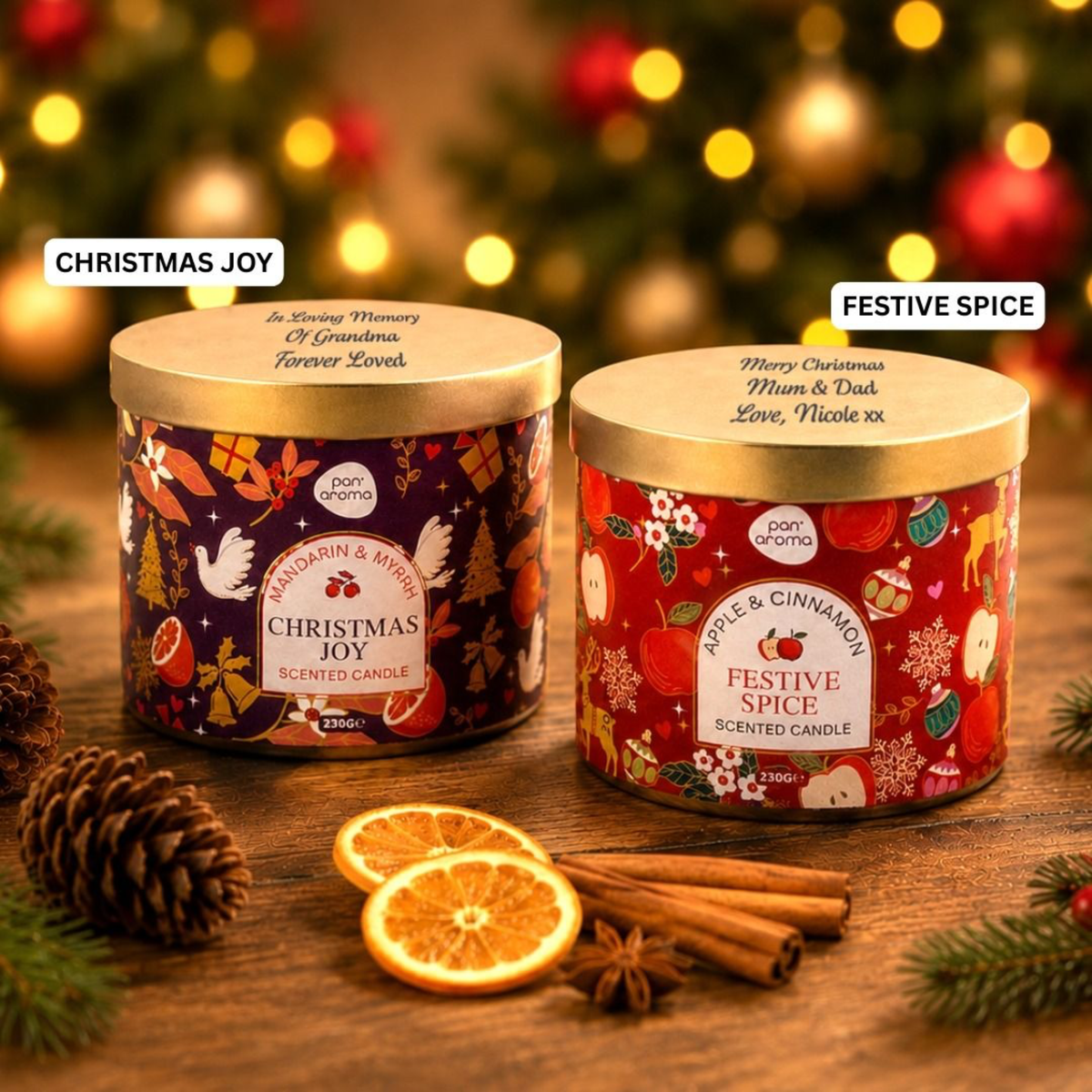 Personalised Christmas Glass Candle