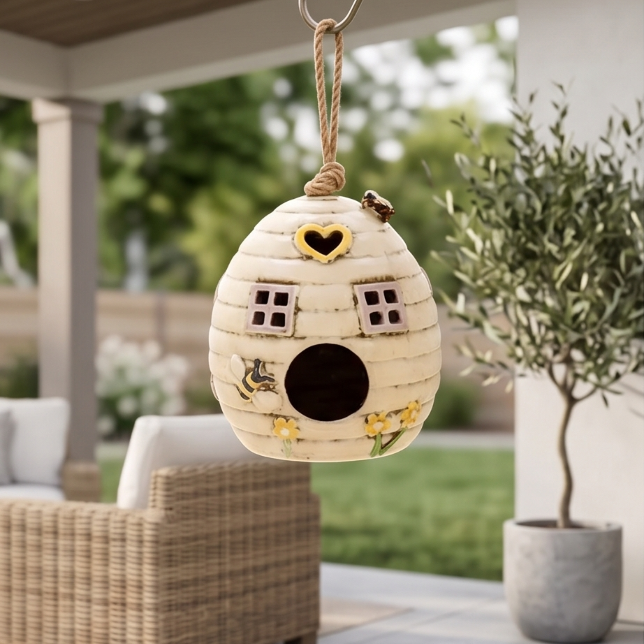Village Pottery Beehive Bird House
