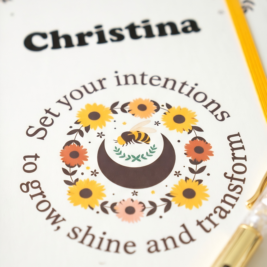 Personalised Radiant Bee Journal with Citrine Pen