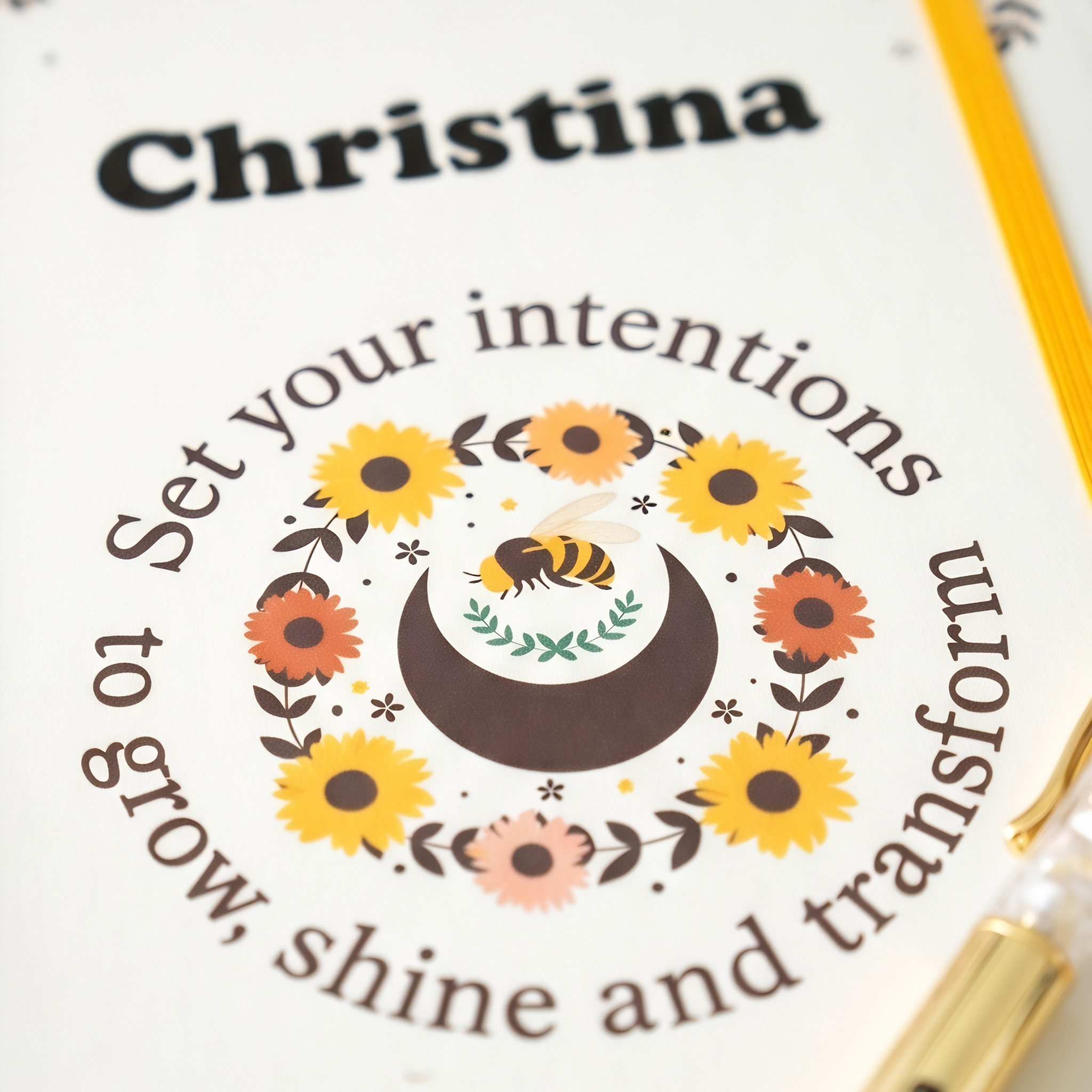 Personalised Radiant Bee Journal with Citrine Pen