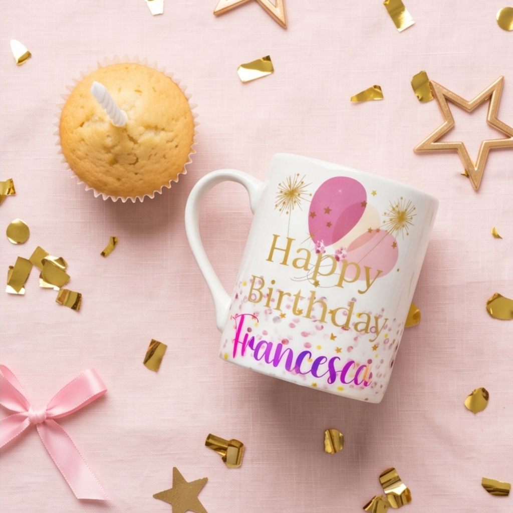 Personalised Blossom Happy Birthday Mug