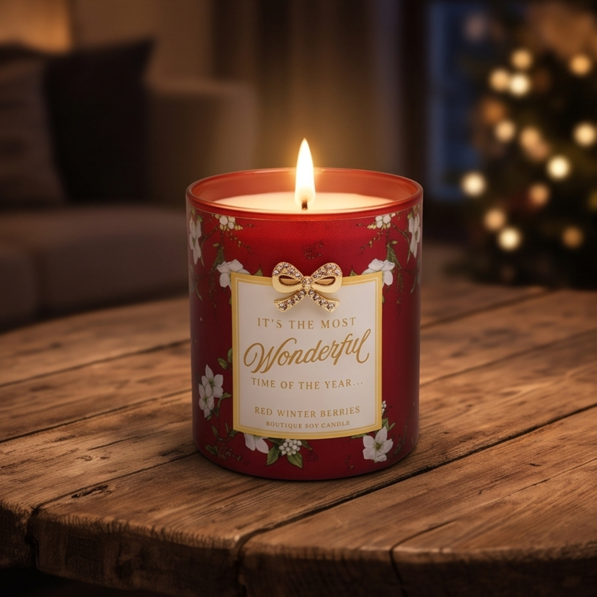 Personalised Christmas Madelaine Candle Red