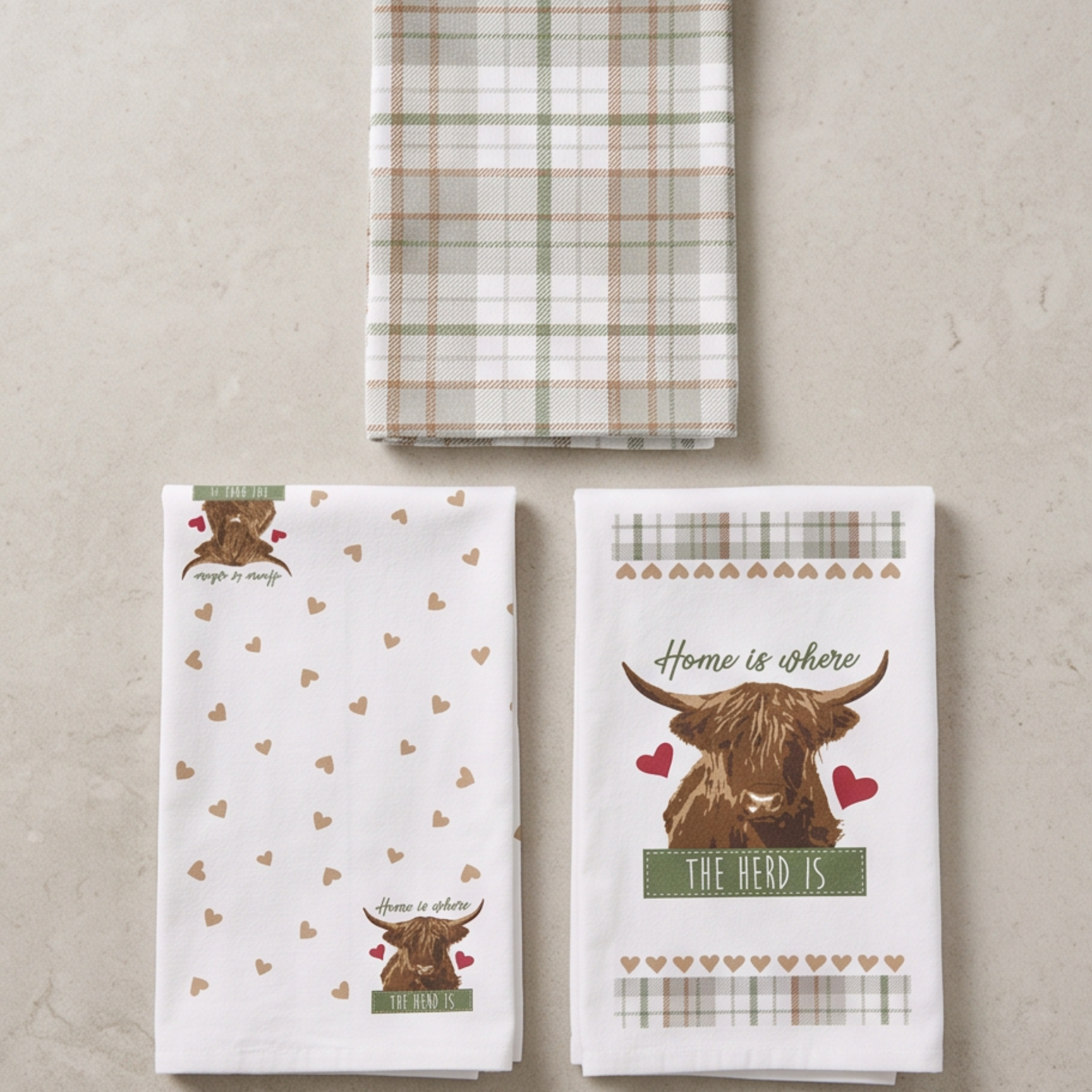 Tea Towel 3pk - Highland Cow