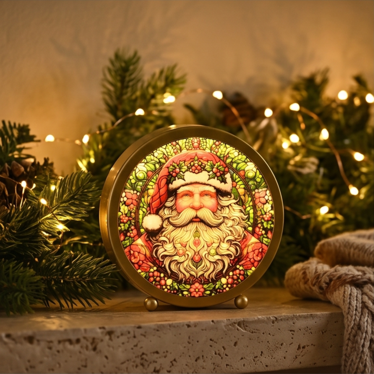 Stained Glass Santa