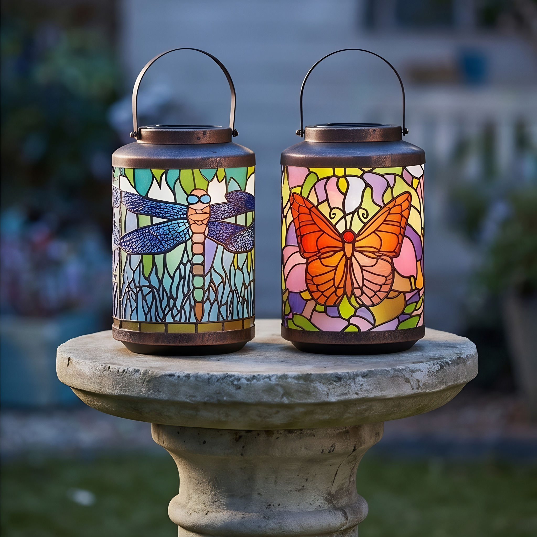 Solar Tiffany Lanterns and Stakes