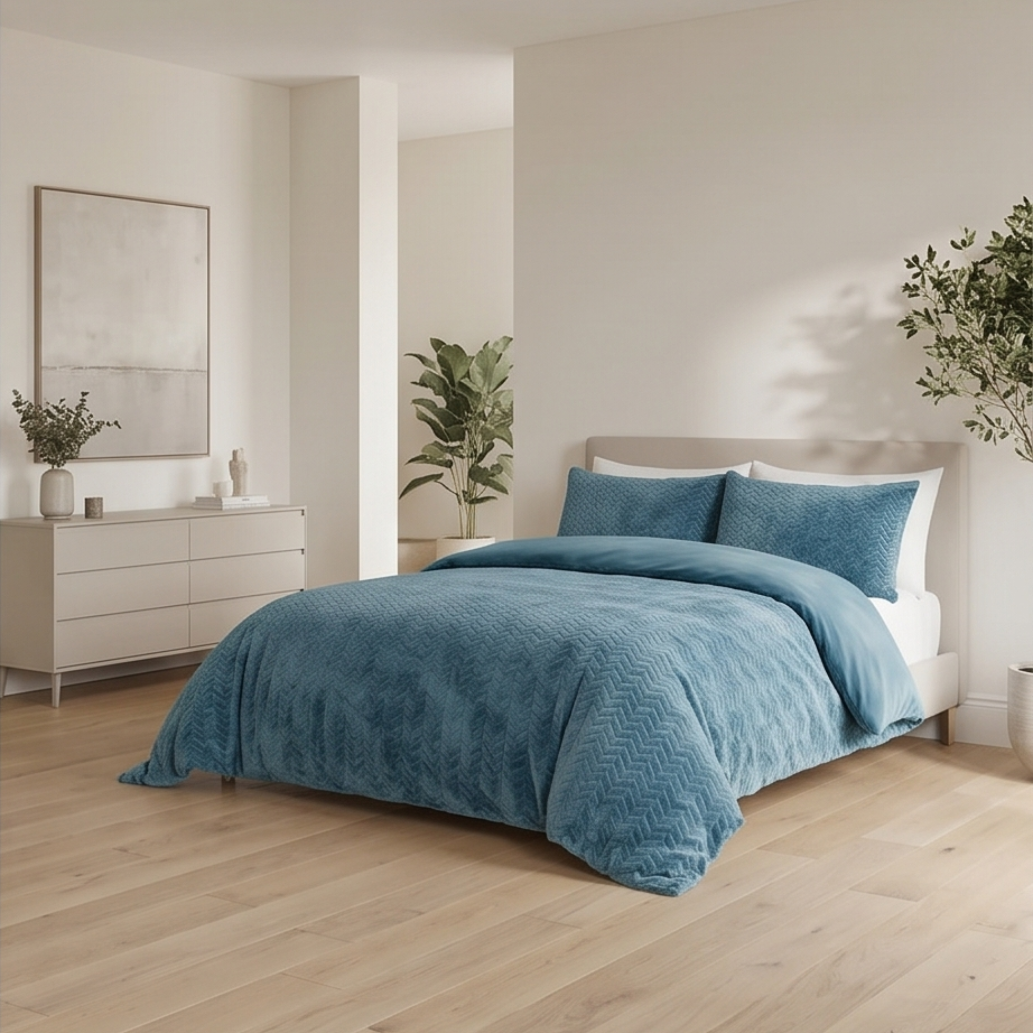 Luxury Teddy Bedding Blue Chevron