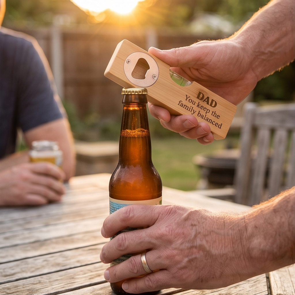 Personalised Bamboo Spirit Level & Bottle Opener